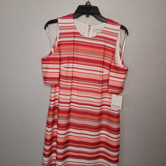 NWT Calvin Klein Cold Shoulder Striped Dress - Picture 4 of 7